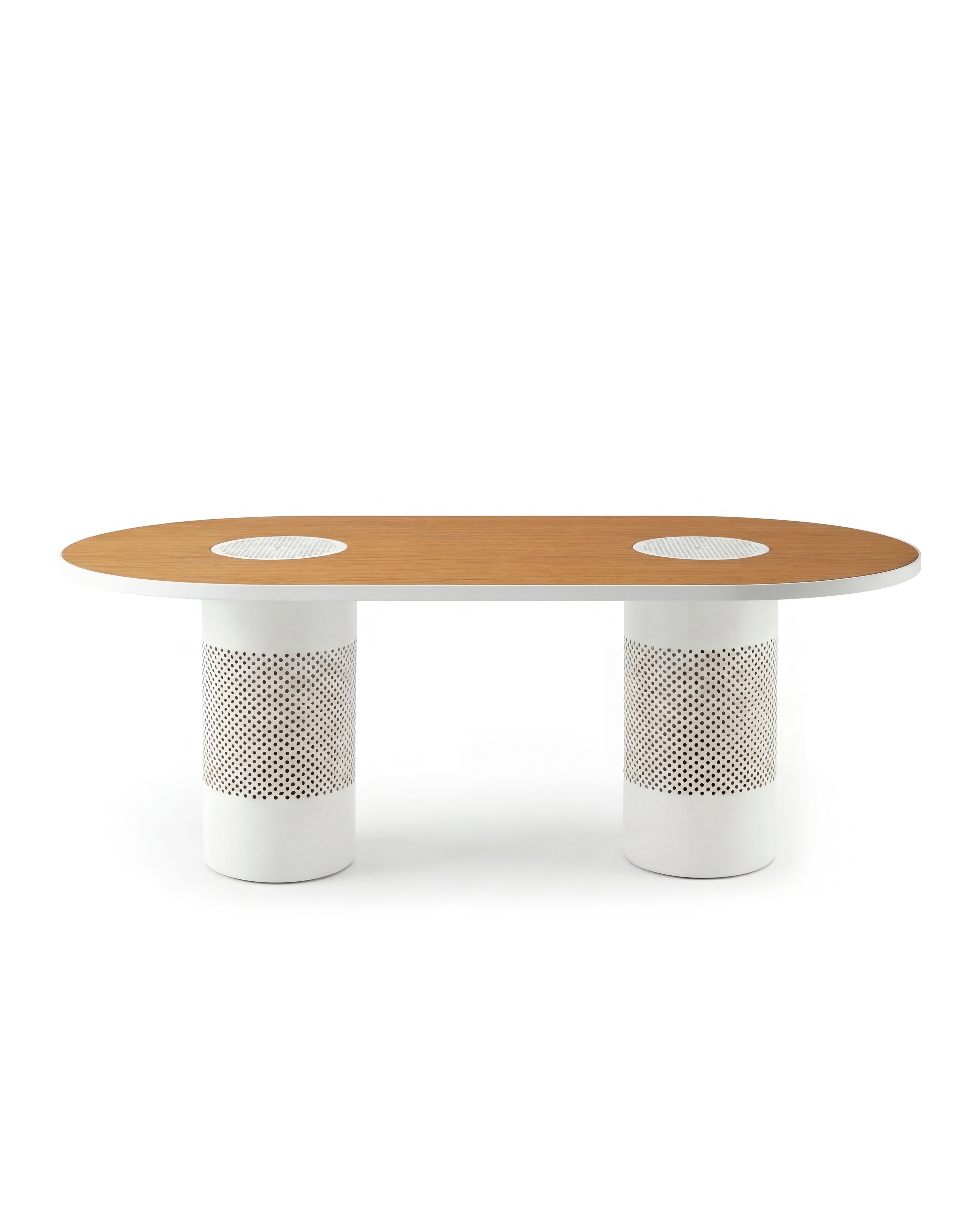 Mesa Forats Doble Blanco Suave y Roble - Featured Image