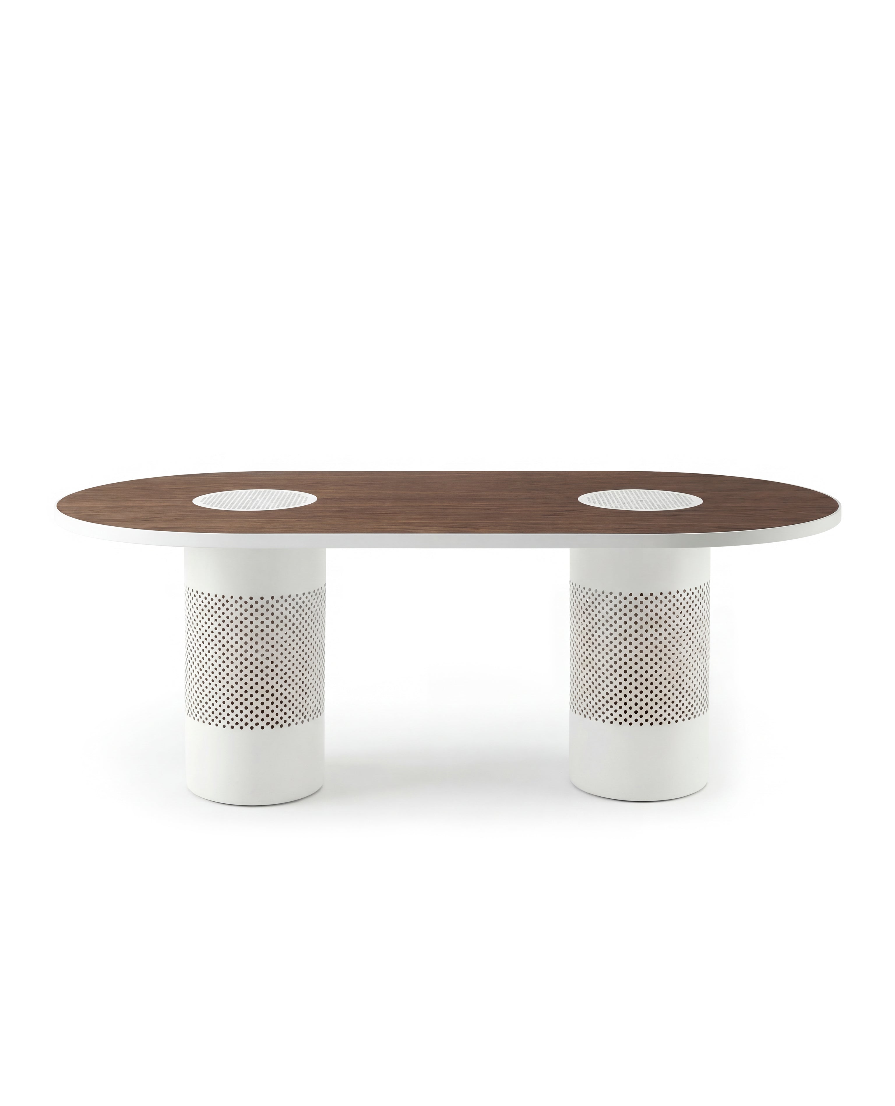 Mesa Forats Doble Blanco Suave y Nogal