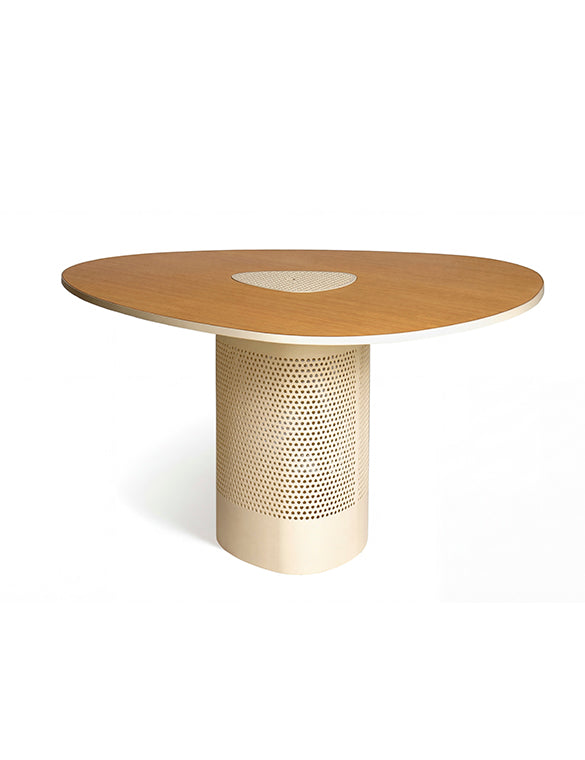 Mesa Forats Oval Marfil Suave y Roble