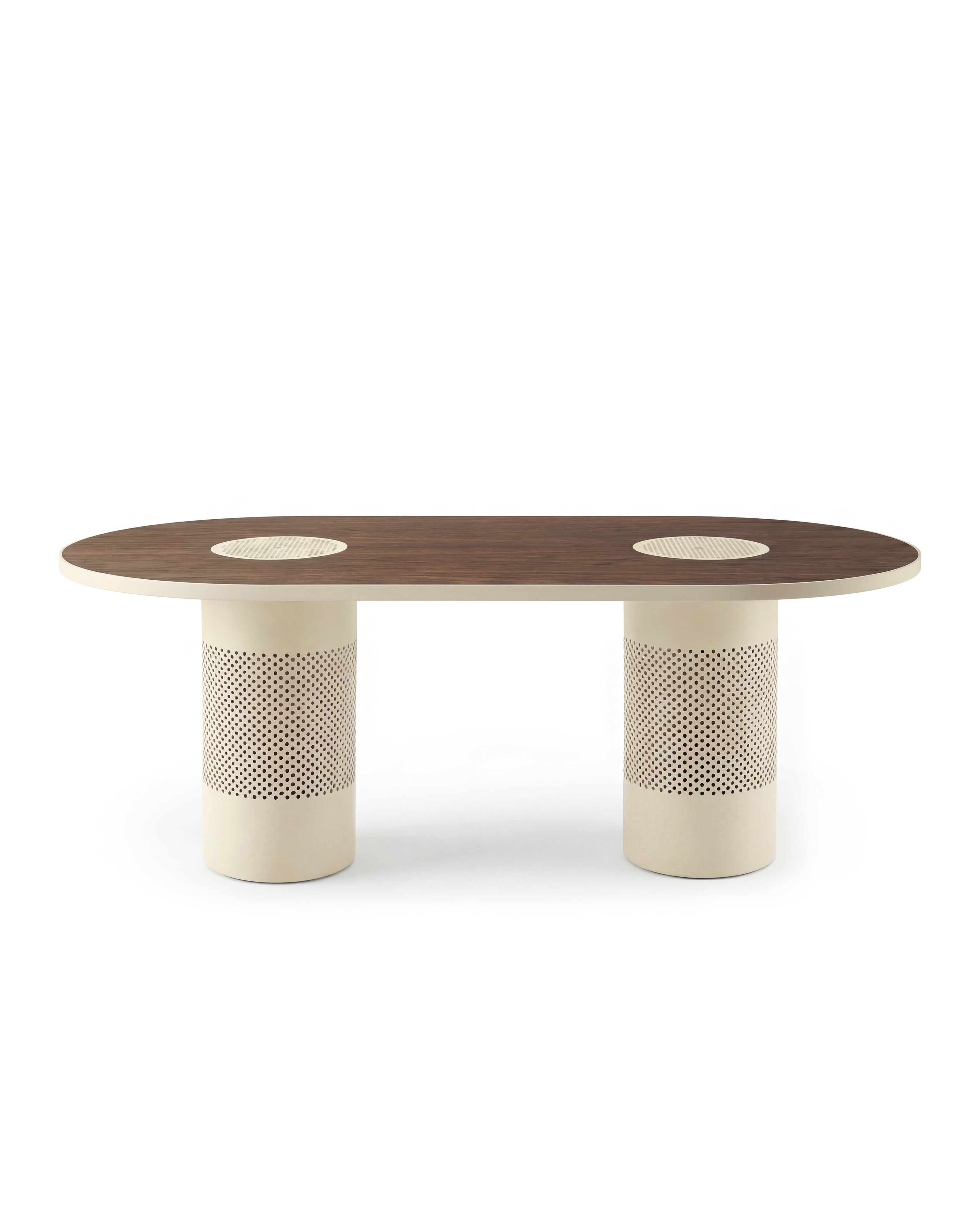 Mesa Forats Doble Marfil Suave y Nogal