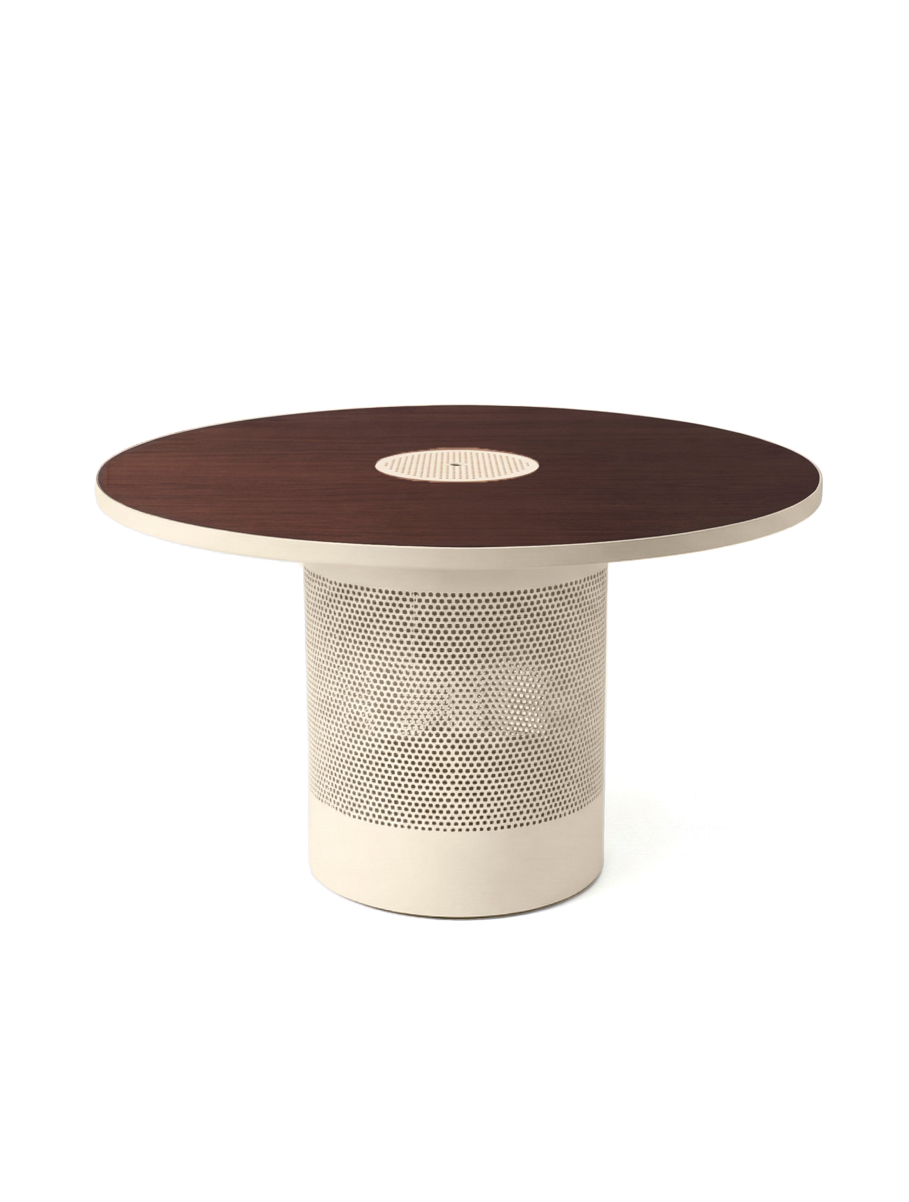 Mesa Forats Rodona Marfil Suave y Nogal