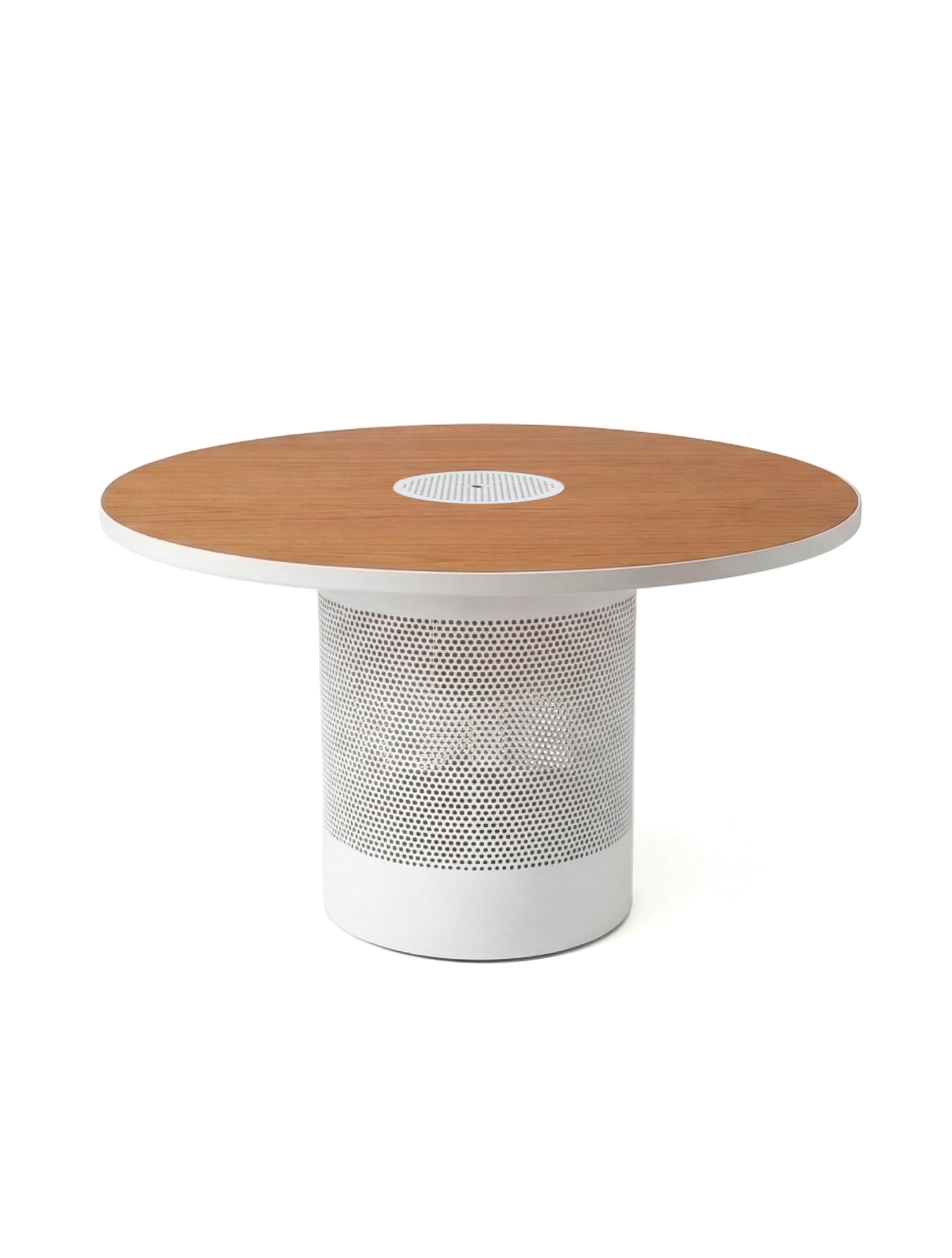 Mesa Forats Rodona Blanco Suave y Roble