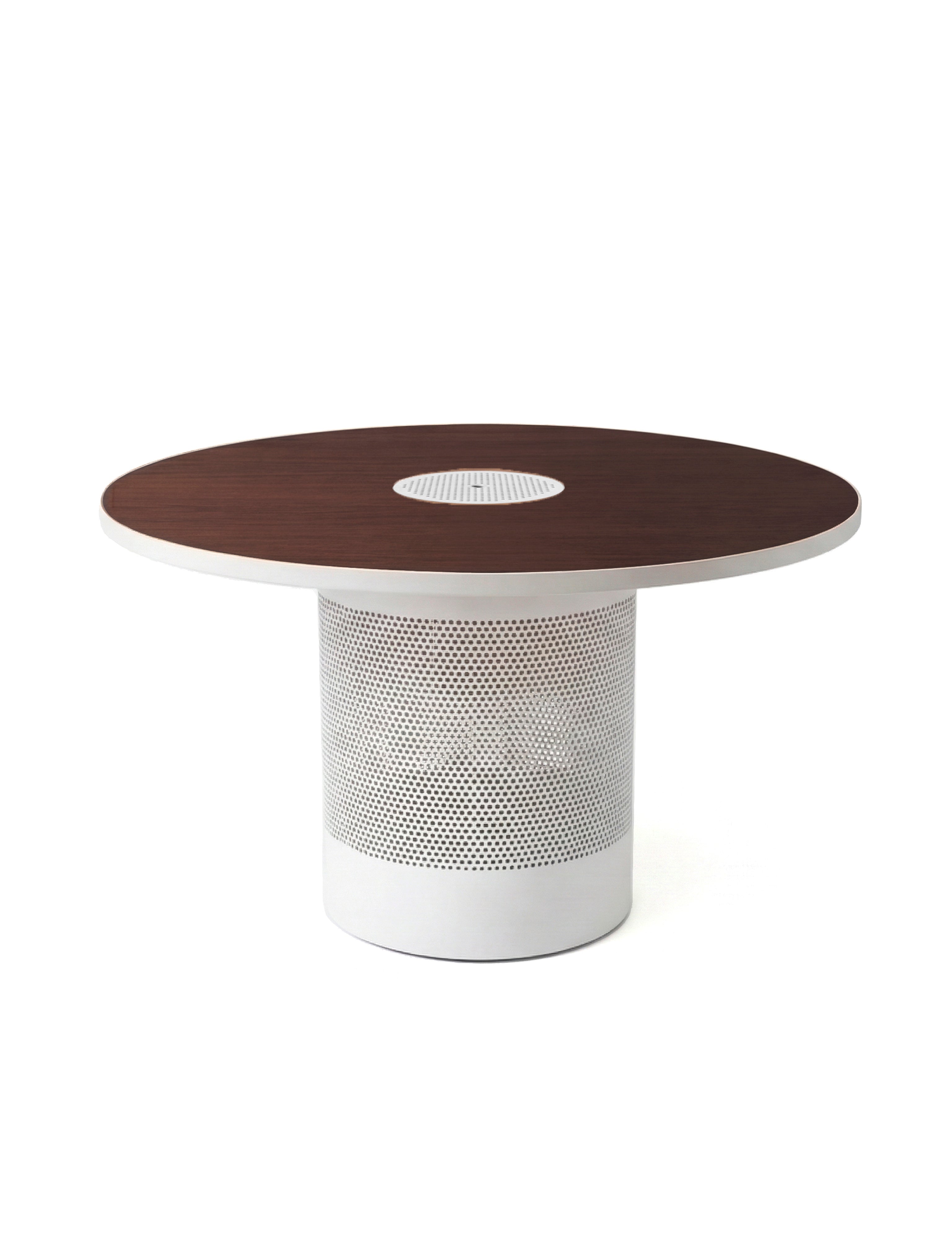 Mesa Forats Rodona Blanco Suave y Nogal