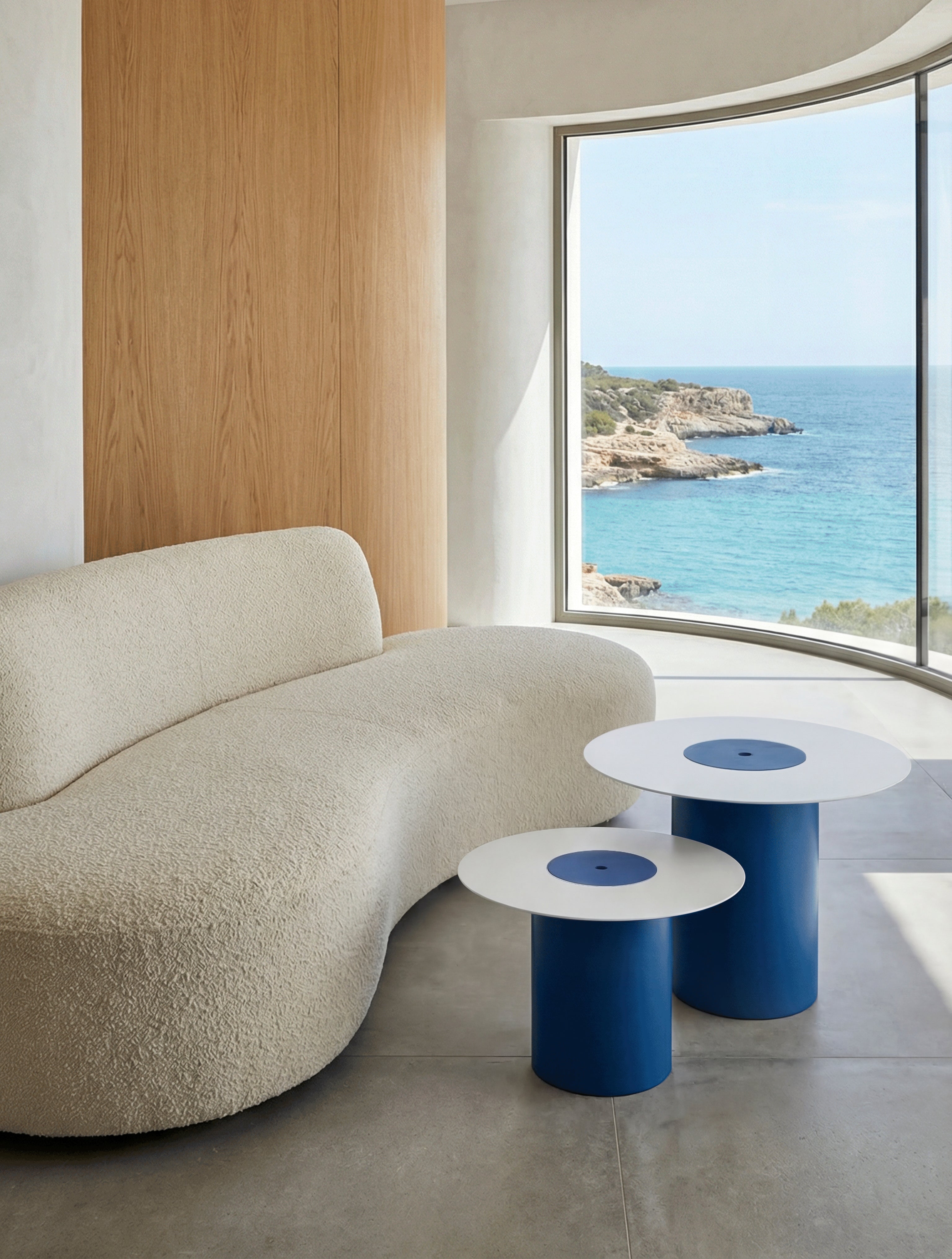 Mesa Forat Azul Ultramar y Blanco Suave