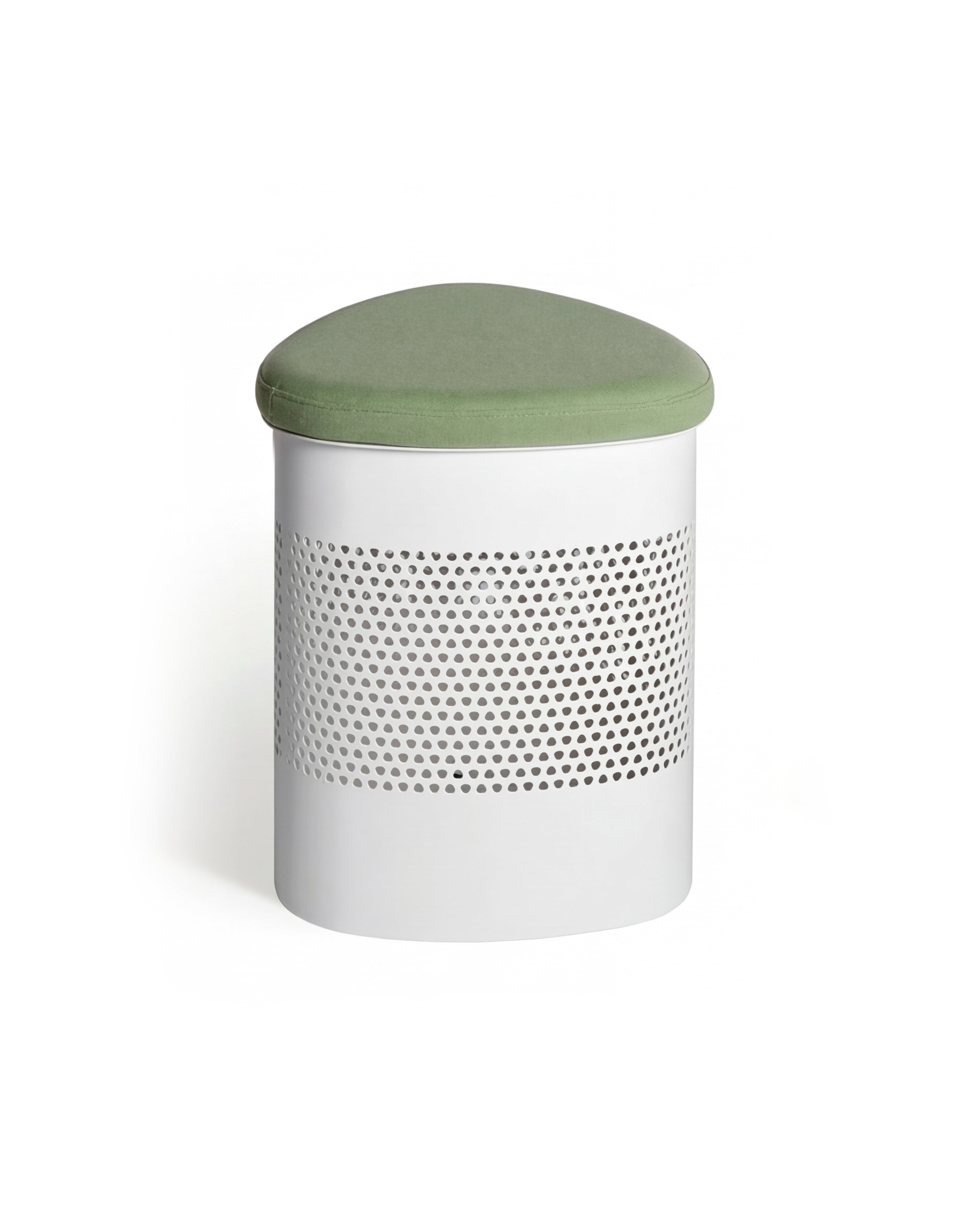 Taburete Forats Oval Tapiz Verde Pistacho y Blanco Suave