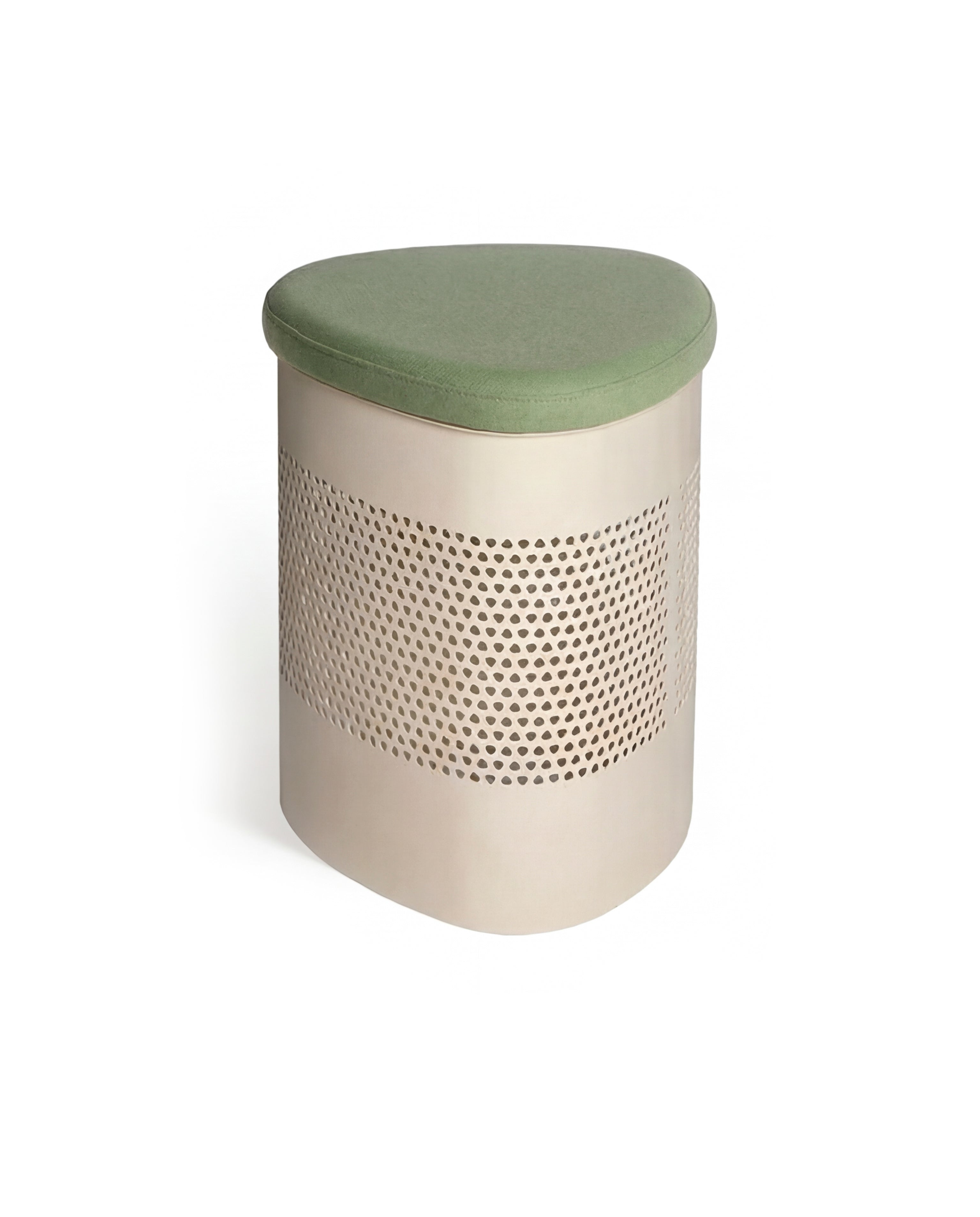 Taburete Forats Tapiz Oval Marfil Suave y Verde Pistacho